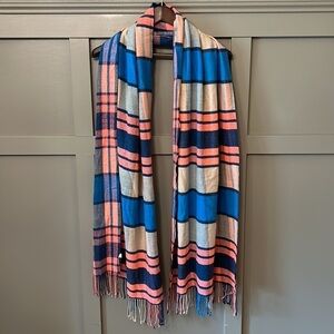 GAP Cozy Yasmina Scarf Exploded Turquoise Plaid Oversized Blanket Scarf